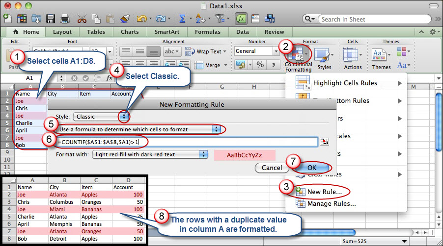 How to delete duplicate rows in excel